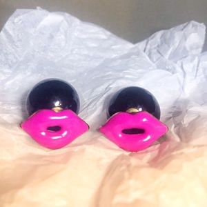 Pink Lip Ball Stud Earrings